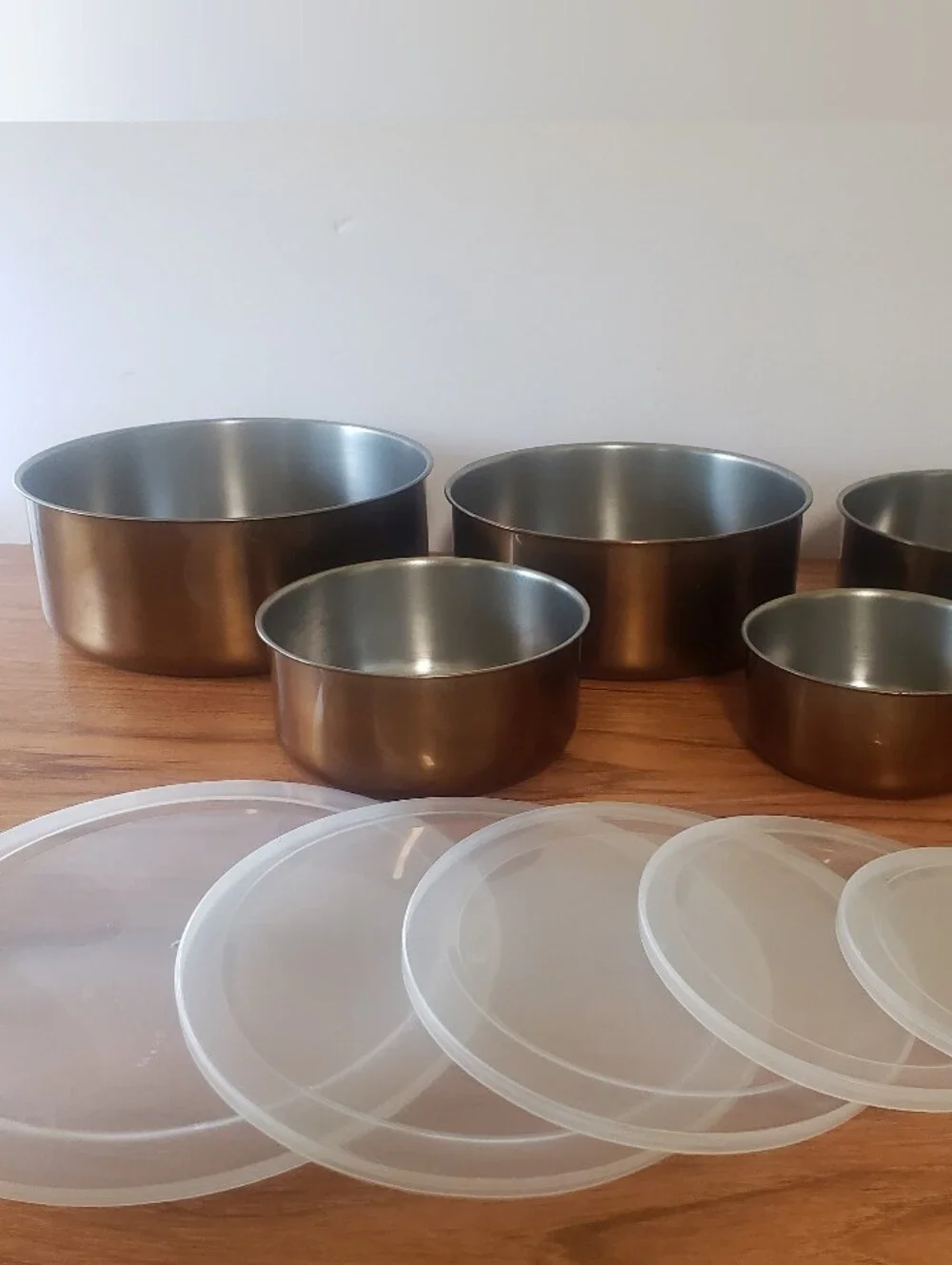 Set of 5 Gold Coast Stainless Steel Food Storage Bowls w/Lids, 10 Pcs NWOT